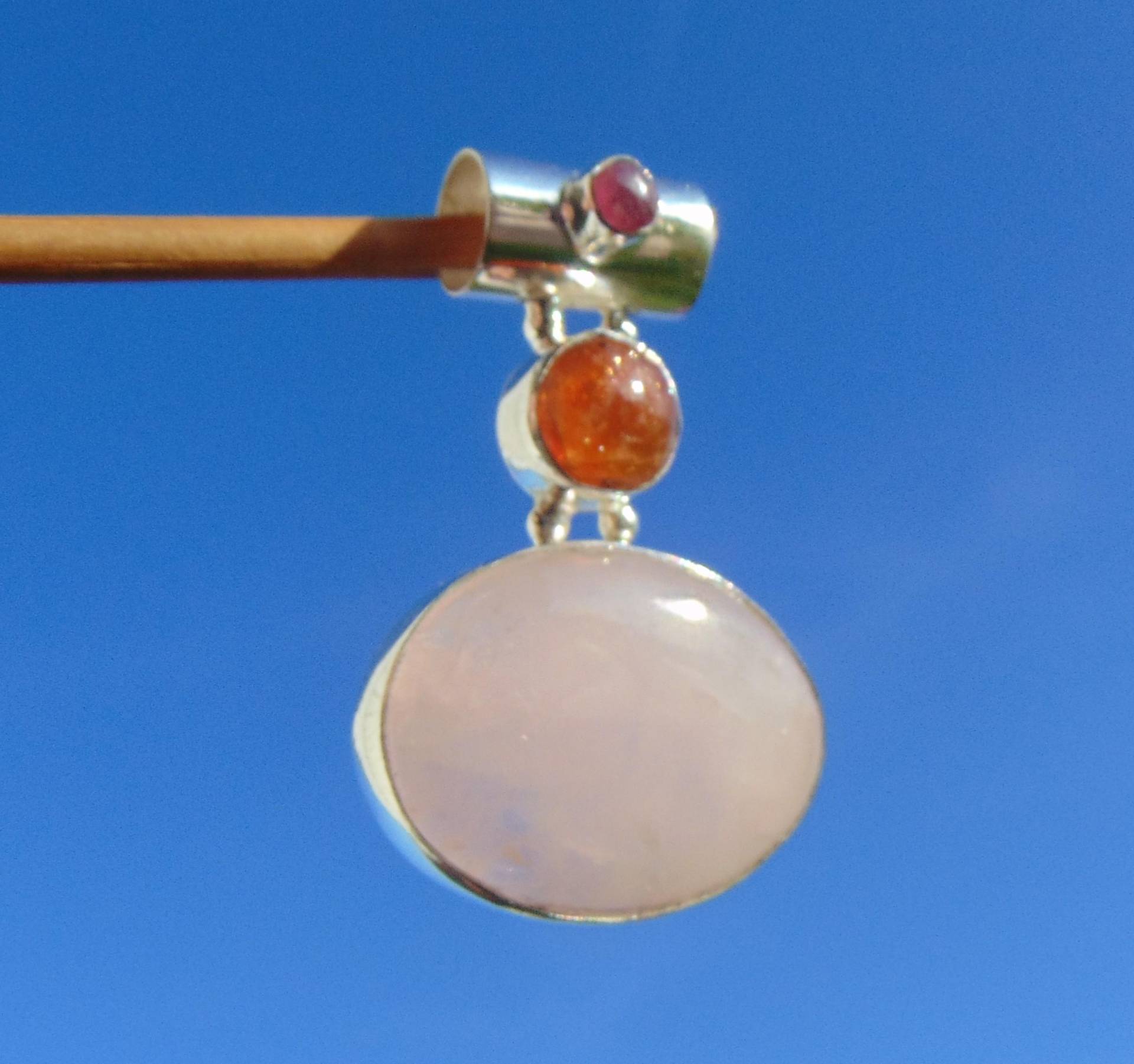 Rosenquarz - Anhänger Silber 925 Mit Sonnenstein Und Rubin Rosenquarz - Anhänger Silber 925 Mit Sonnenstein Und Rubin von THORALFWOLF