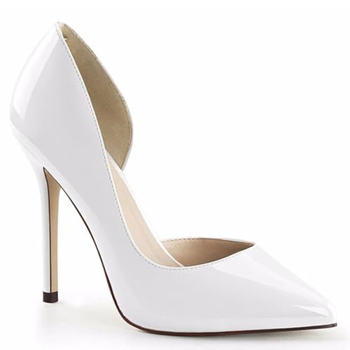 THOYBMO Damen Sandalen Stiletto Women's High Heels Gespitzte Spitze Flacher Mund Seite Leer Schlüpfen Shoes für Sommer Hochzeit Party Bankett 10-10.5CM Schuhe,White,35 von THOYBMO