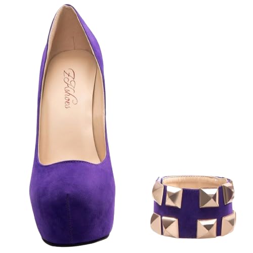 THOYBMO Damen Sandalen Stiletto Women's High Heels Runder Kopf Wasserdichte Plattform Slip-On Shoes Komfortabel für Sommer Hochzeit Party Bankett 15-17CM Schuhe,Purple+wristband,43 von THOYBMO