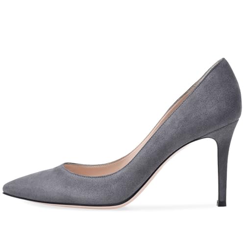 THOYBMO Damen Stiletto High Heels Sandalen Gespitzte Spitze Pumps Geschlossene Zehe Flacher Mund Slip-on Mehrere Farben Shoes Abschlussball Hochzeit Schuhe8.5-9.5CM,Gray Yangjing,34 von THOYBMO