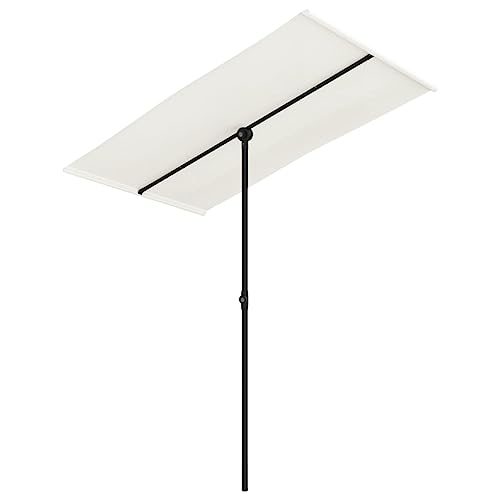 THOYTOUI Sonnenschirm, Anglerschirm Angel regenschirm Fishing umbrella Angelschirm Geeignet für Garten Balkon Terrasse Veranda mit Aluminium-Mast 180 x 110 cm Sandweiß von THOYTOUI