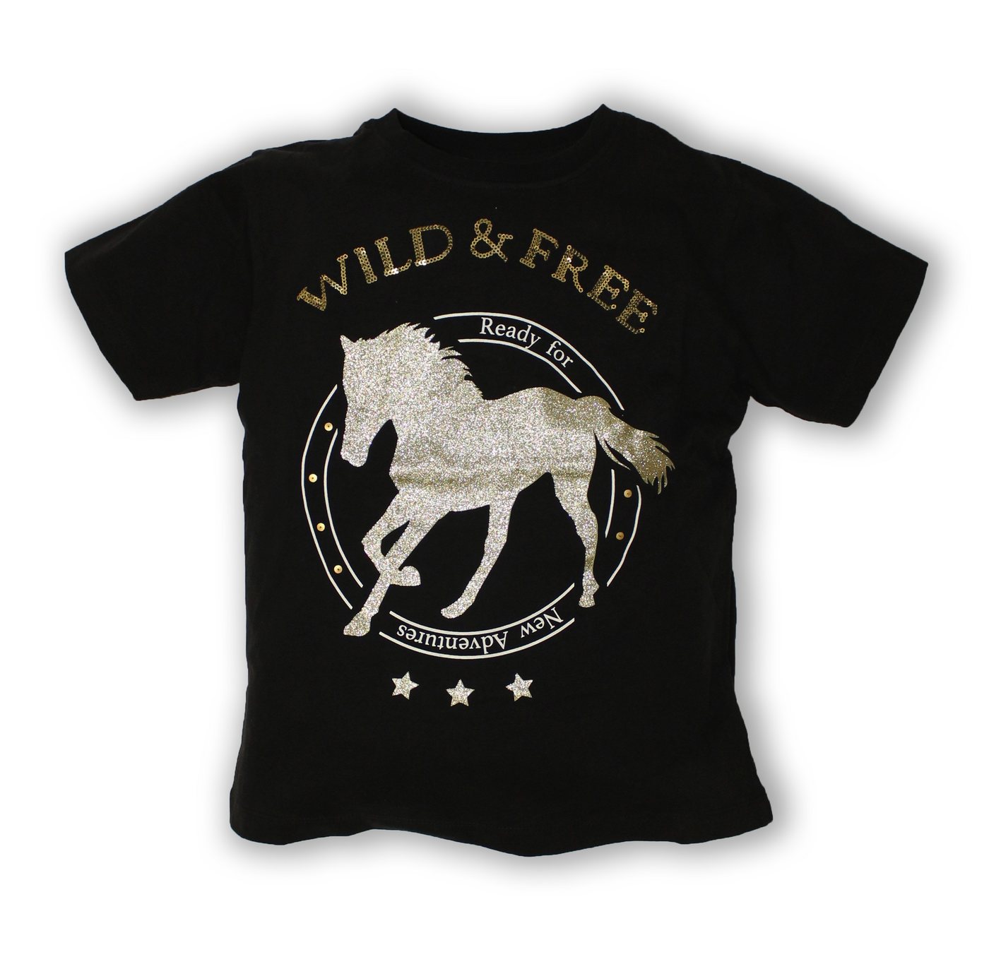 THREE OAKS Print-Shirt M360238:Mädchen T-Shirt "Wild & Free " Print .100% Baumwolle von THREE OAKS