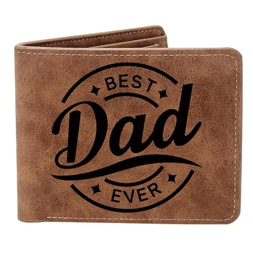 THTCSQ Ledergeldbörse für Herren, gravierte personalisierte Ledergeldbörse, Vatertagsgeschenk, Geburtstagsgeschenk, Weihnachtsgeschenk, Geschenke für Vater von Tochter und Sohn, Best Dad, Geldbörse von THTCSQ