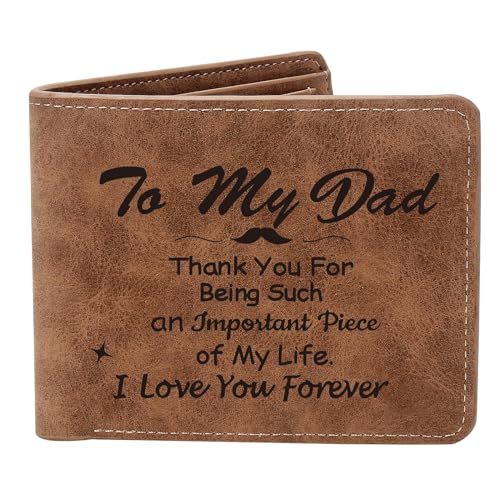 THTCSQ Ledergeldbörse mit Gravur "To My Dad", personalisierbar, Vatertagsgeschenk, Geburtstagsgeschenk, Weihnachtsgeschenk, Geschenke für Vater von Tochter und Sohn, Thank You Dad, Geldbörse aus Leder von THTCSQ