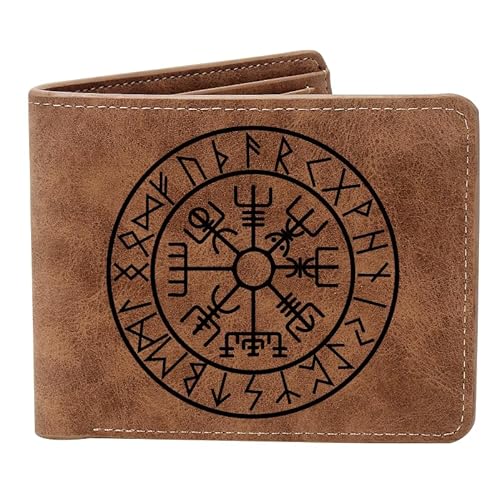 THTCSQ Wikinger-Geschenk, Ledergeldbörse für Herren, gravierte personalisierte Ledergeldbörse, nordische nordische Amulett-Geldbörse, Wikinger-Krieger-Geldbörse, nordische Götter Geschenke, Wikinger, von THTCSQ