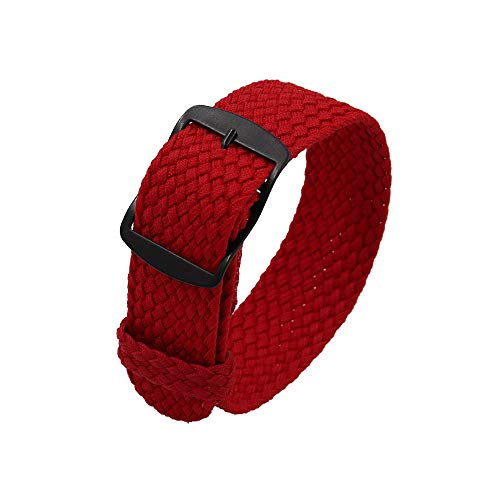 THTHT Unisex Perlon Nylon Armband Mit Edelstahl Schwarz Schnalle Armband 18Cm,Rot von THTHT