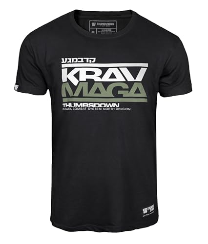 THUMBSDOWN Krav MAGA T-Shirt. Israel Combat System. Herren Baumwoll-T-Shirt mit Aufdruck (Größe Medium) von THUMBSDOWN