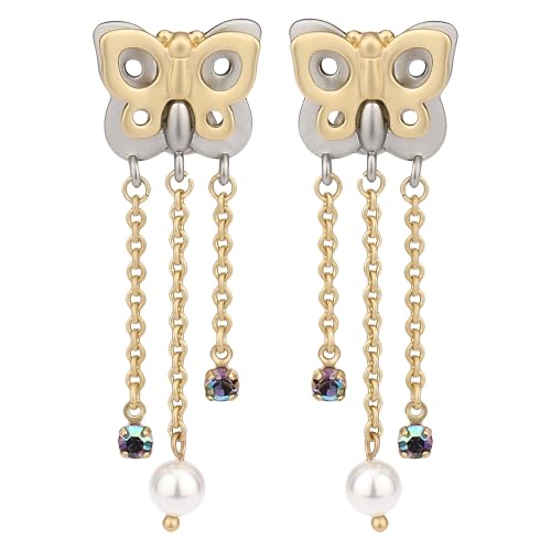 THUN - Chunky Ohrringe mit Schmetterling und Ketten - Metall - Kollektion gewidmet - 4,5 cm von THUN