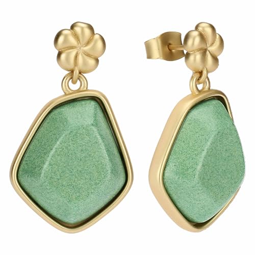 THUN - Ohrhänger mit Blume und Stein - Keramik, Metall - Kollektion Für Sie gewidmet - 2 x 1,7 x 0,6 cm von THUN