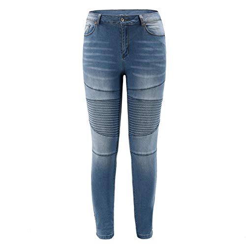 THUNDER STAR Damen Jeansjeans, bequem, dehnbar, Moto Biker Skinny Jeans - Blau - XX-Large von THUNDER STAR