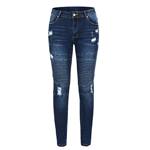 THUNDER STAR Damen Stretch Skinny Jeans Mid Rise Slim Denim Jeggings - Blau - 48 von THUNDER STAR