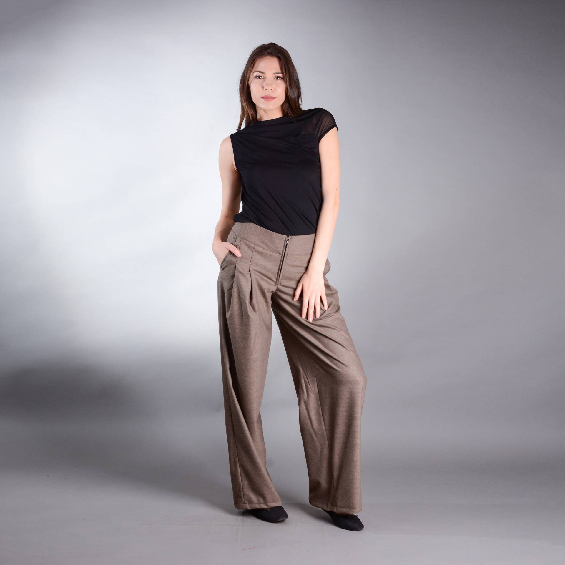 Palazzo Hose, Breite Beinhose, Lockere Hohe Taille Plus Size Kleidung Palazzo Hose, Breite Beinhose, Lockere Hohe Taille Plus Size Kleidung von THUNDERMODA