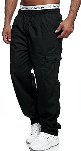 THWEI Herren-Cargohose, lässig, Kordelzug, athletisch, Jogger, Sport, Outdoor-Hose, Schwarz, 3XL von THWEI