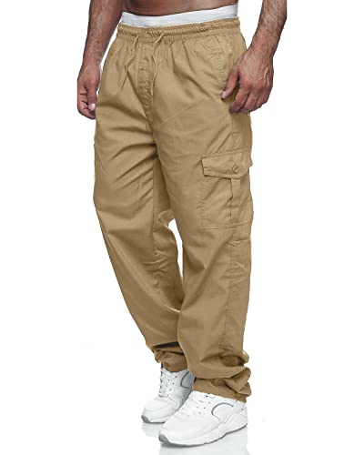 THWEI Herren-Cargohose, leger, Kordelzug, athletisch, Jogger, Sport, Outdoor-Hose, khaki, Mittel von THWEI