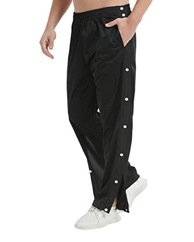 THWEI Herren Tear Away Basketballhose Casual High Split Snap Button Post Surgery Sweatpants, Einfarbig Schwarz, Klein THWEI Herren Tear Away Basketballhose Casual High Split Snap Button Post Surgery Sweatpants, Einfarbig Schwarz, Klein von THWEI