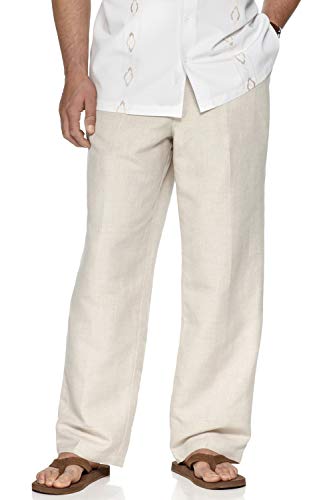 Thwei Herren-Leinenhose mit Kordelzug, lockere Passform, leicht, für den Sommer, Grün - khaki - Groß von THWEI