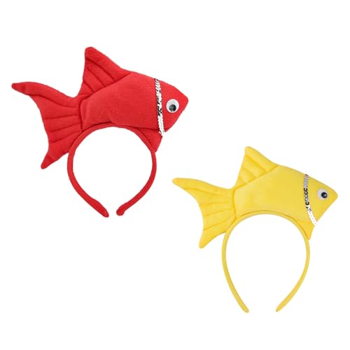 THXFUNAREA 2 Pcs Tierische Kopfbedeckung Schöne Haarreifen Krabben Stirnband Party-lustige haarreifen kopfschmuck Fischhaarreifen Make-up-stirnband Stirnband Für Frauen -hut Regenbogen Fisch Kleidung von THXFUNAREA