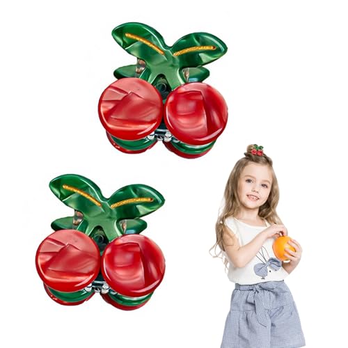 THXFUNAREA 2 Stück Haarschmuck Erdbeer Haarnadel für Kinder Erdbeer Stirnband Pferdeschwanz Haargummi Set niedliche Haarspangen Obst Harz Niedliche Haarspangen Headwear Styling Tools (Rot) von THXFUNAREA