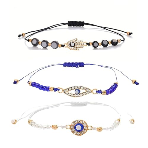 THXFUNAREA 3 Stück Schnur Armbänder, bracelet Glücksbringer Freundschaftsarmbänder, Verstellbare handgefertigt Schnur von THXFUNAREA
