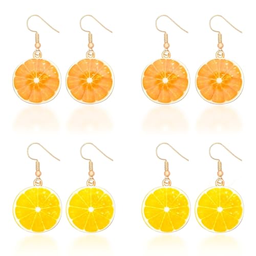 THXFUNAREA 4 Paare Weibliche Früchte Ohrringe Frucht-Ohr-bolzen Lustige Nette Ohrringe Tropfen Baumeln von THXFUNAREA