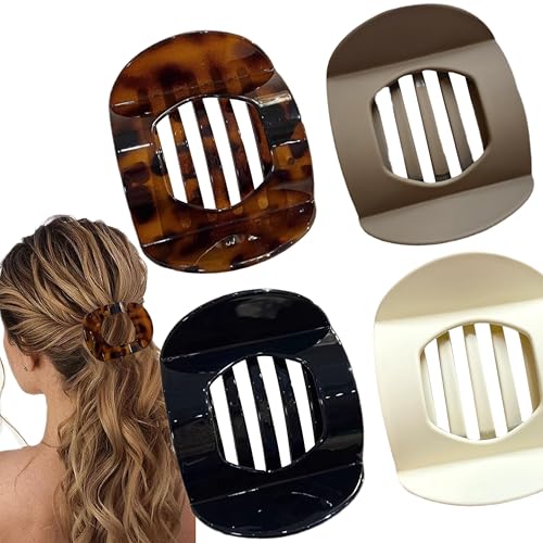 THXFUNAREA 4 Stück flache Haarklammern für Damen, starker Halt Frauen-Haarspangen Damen, matte große haarklammer für dünnes und dickes Haar, gebogenes Design für Liegen von THXFUNAREA