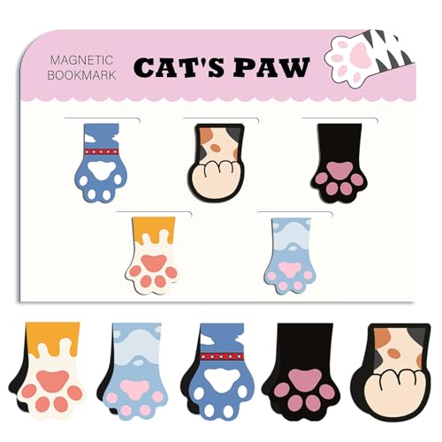 THXFUNAREA 5 Stück Lesezeichen Katze,Lesezeichen Magnetisch,Magnetische Lesezeichen Kinder, Bookmark Sortierte Katzenstil,Magnetlesezeichen,für Katzenliebhaber,Lehrer Studenten Geschenke,Katzenkrallen von THXFUNAREA
