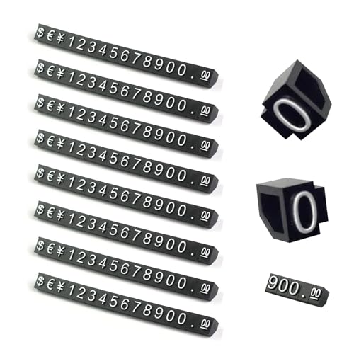 THXFUNAREA 8 Stück Preisschilder Nummer Buchstabe Preis Würfel Anzeige Nummer Verstellbar Buchstabe Preisschild Halter Block Set für Magazin Schmuck Uhr (Schwarz auf Weiß) von THXFUNAREA