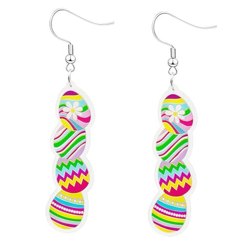 THXFUNAREA Acryl kreativ Ostern Bunte Eier Haken Ohrringe Damen Geschenke Mädchen Kinder niedlich Anime Korb Bunte Eier hypoallergen Schmuck Geburtstag Party Urlaub Dekoration von THXFUNAREA