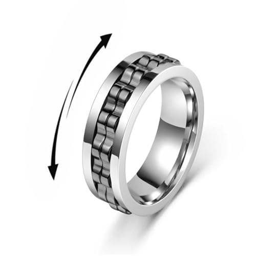 THXFUNAREA Fidget Ring, Stressabbau und Anti-Angst-Ringe, 8 mm, Polierte Schwere Zappelringe, Modeaccessoires, Geschenk für Männer und Frauen (Schwarz) – 59,5 mm von THXFUNAREA