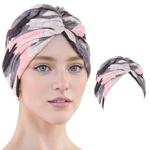 THXFUNAREA Frauen Chemo Hüte Turban Damen Chemotherapie Krebs Hut Vorgebunden Beanie Kopfbedeckung Plissee Mütze(grau) von THXFUNAREA