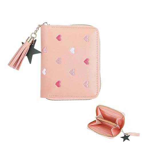 THXFUNAREA Geldbeutel Kinder,Nette Portmonee Kinder Portemonnaie Jungen mit Kartenhalter PU Leder Mini Geldbörse KKinder Reißverschluss Geldbörse Mädchen für KKinder Teens Mädchen Frauen,Rosa von THXFUNAREA