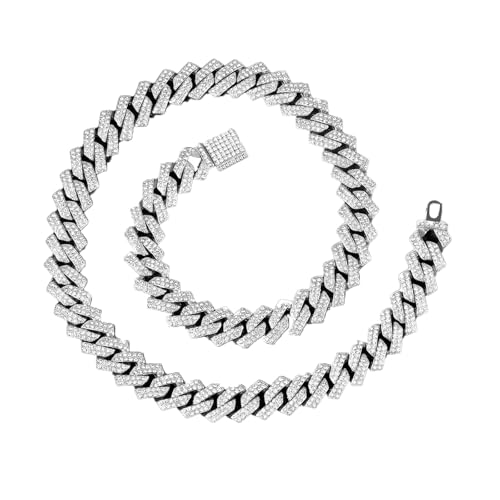 THXFUNAREA Ice Out Kette Cuban Link Chain Iced Out For Men, 50 Cm Men'S Cuban Link Chain Gold Silver Miami Cuban Link Choker Necklace Bracelet, Unisex Hip Hop Jewellery Gift For Father'S Day THXFUNAREA Ice Out Kette Cuban Link Chain Iced Out For Men, 50 Cm Men'S Cuban Link Chain Gold Silver Miami Cuban Link Choker Necklace Bracelet, Unisex Hip Hop Jewellery Gift For Father'S Day von THXFUNAREA