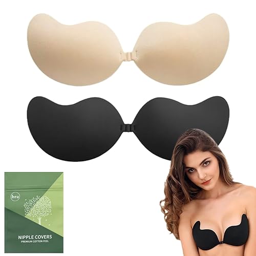 THXFUNAREA Klebe Trägerloser Unsichtbarer Silikon BH 2 Stück Rückenfrei Abdeckungen für Abendkleid Brautkleid rückenfreie Kleidung Wiederverwendbare von THXFUNAREA