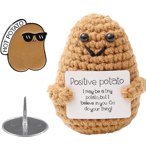 THXFUNAREA Lustige Positive Potato Pocket Hug, Kreative Positive Kartoffel Puppe Geschenke Beste Freundin Geschenke glücksbringer für Freundin Kleine Geschenke für Frauen,mit einer Kartoffelbrosche von THXFUNAREA