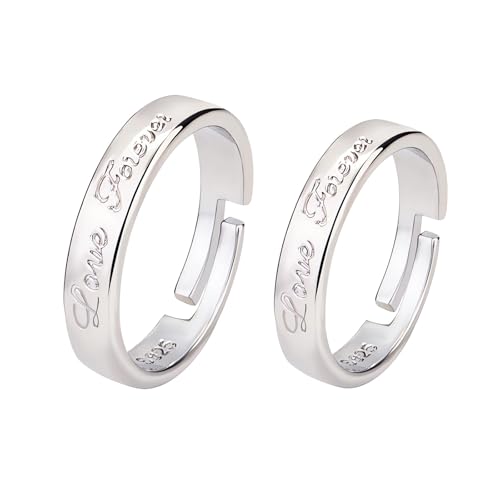 THXFUNAREA Männer Frauen 925 Sterling Silber Ringe Carven Love Forever Paar/Liebhaber Ewigkeit Verlobungs Hochzeit Versprechen Verstellbare Ring Jubiläum Ehering Ringe Schmuck Geschenk von THXFUNAREA
