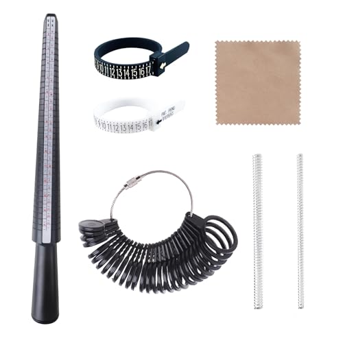 THXFUNAREA Ringgrößenmesser Ringmaß Schablone Set Ringgrössenmesser Deutsche Größen Ring Messer Finger Sizer Set Ringstock zum Messen von Ringdurchmessern,Ringmesser Finger,Größenstandard UK, EU, USA von THXFUNAREA