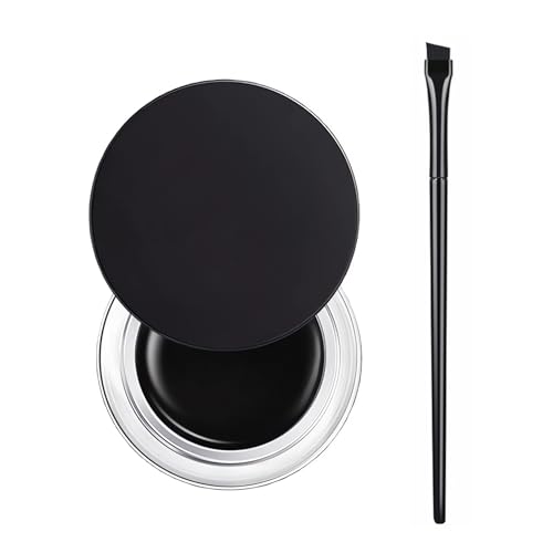 THXFUNAREA Schwarz Gel Eyeliner, Wasserfest Langanhaltende Creme Eye Liner Gel, Hochintensive Pigmente, Wischfestes Eyeliner Makeup, schwarz Eyeliner mit Eyeliner-Pinseln von THXFUNAREA