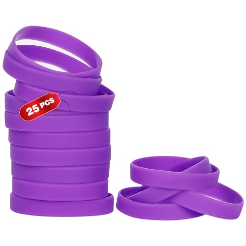 THXIY 25 Stück Silikon Armband Universal Armbänder Blank Gummi silikonarmbänder für Mann Frauen Männer Violett von THXIY
