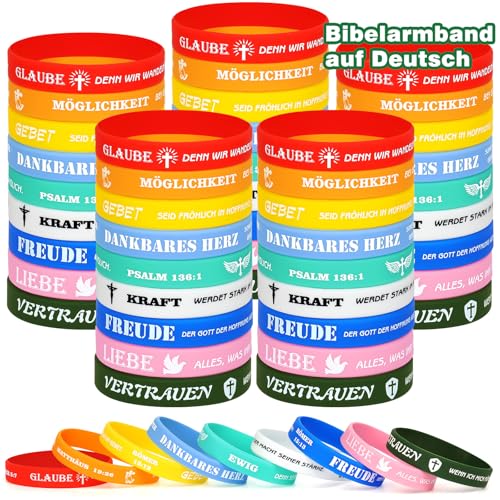 THXIY Bibelvers Motivationsarmbänder auf Deutsch Bible Religiöse Jesus Motivierendes Silikonarmband Silikon Gummi Armbänder Gummi Armbänder für Christlich Geschenk Männer Frauen 27Stück 8'' B Deutsch von THXIY