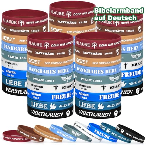 THXIY Bibelvers Motivationsarmbänder auf Deutsch Bible Religiöse Jesus Motivierendes Silikonarmband Silikon Gummi Armbänder Gummi Armbänder für Christlich Geschenk Männer Frauen 54Stück 8'' A Deutsch von THXIY