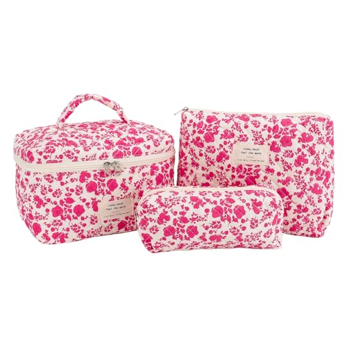 TIAASTAP 3er Set Kosmetiktasche Groß Kulturtasche Damen Mädchen Make up Organizer Tasche Frauen Geschenk Aufbewahrung Schminktasche Essential Bag Aesthetic Stuff Clean Girl Must Haves von TIAASTAP