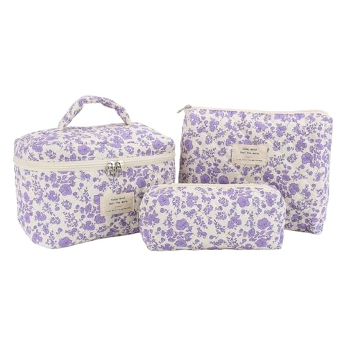 TIAASTAP 3er Set Kosmetiktasche Groß Kulturtasche Damen Mädchen Make up Organizer Tasche Frauen Geschenk Aufbewahrung Schminktasche Essential Bag Aesthetic Stuff Clean Girl Must Haves von TIAASTAP