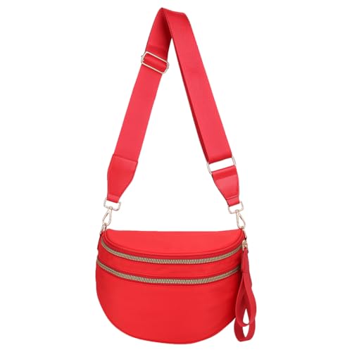 TIAASTAP Bauchtasche Damen Groß Crossbody Bag for Women Nylon Handtasche Gürteltasche Brusttasche Bodybag Umhängetasche Damen kleine Crossbag mit 2 Reißverschlussfächer von TIAASTAP