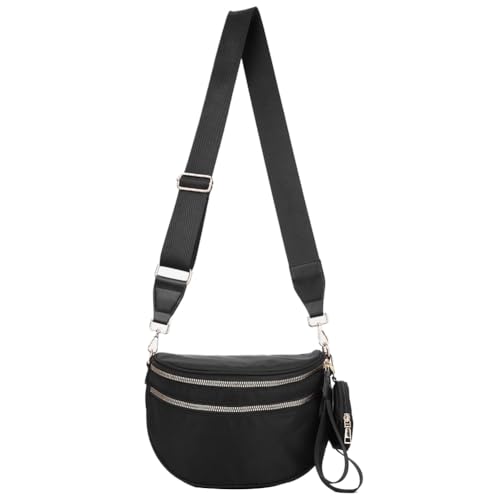 TIAASTAP Bauchtasche Damen Groß Crossbody Bag for Women Nylon Handtasche Gürteltasche Brusttasche Bodybag Umhängetasche Damen kleine Crossbag mit 2 Reißverschlussfächer von TIAASTAP