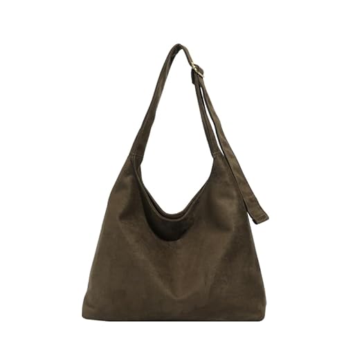 TIAASTAP Braune Handtasche Wildlederimitat Hobo Bag Vintage Shoulder Bag Shopper Tasche Damen Groß Damen-Schultertaschen Slouchy Bag Beuteltasche Umhängetasche Suede Bag von TIAASTAP