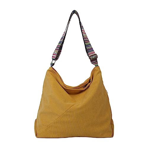 TIAASTAP Cord Tasche Damen Umhängetasche mit Reißverschluss, Wasserdicht Handtasche Damen Schultertasche Tote Bag Groß Shopper Tasche Casual Hobo Bag Crossbody Bag für Arbeit Reise Einkauf Schule von TIAASTAP