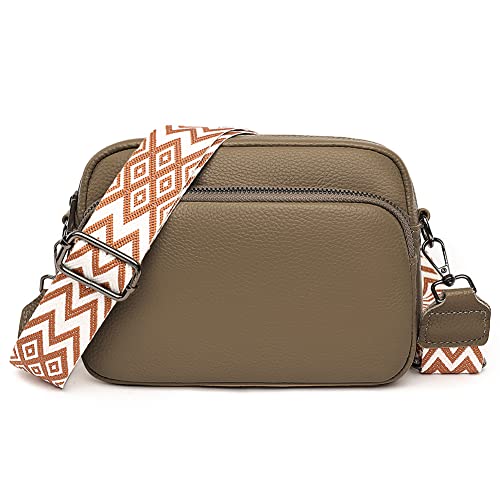 TIAASTAP Damen Handy Umhängetasche Echtes Leder Crossbody Bag Damen Handytasche zum Umhängen, Umhängetasche Damen Klein Moderne Taschen mit Breitem Schultergurt u 3 fächern von TIAASTAP