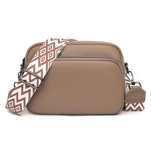 TIAASTAP Handtasche Damen Umhängetasche Echtes Leder Crossbody Bag Damen Handytasche zum Umhängen, Umhängetasche Damen Klein Moderne Taschen mit Breitem Schultergurt u 3 fächern von TIAASTAP