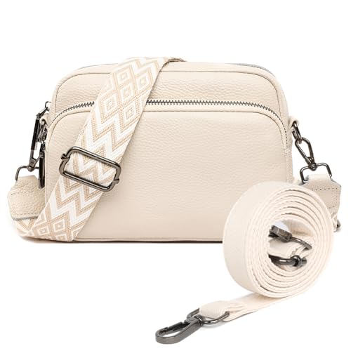 TIAASTAP Damen Handy Umhängetasche Echtes Leder Crossbody Bag Damen Handytasche zum Umhängen, Umhängetasche Damen Klein Moderne Taschen mit Breitem Schultergurt u 3 fächern von TIAASTAP