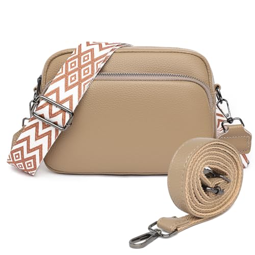 TIAASTAP Damen Handy Umhängetasche Echtes Leder Crossbody Bag Damen Handytasche zum Umhängen, Umhängetasche Damen Klein Moderne Taschen mit Breitem Schultergurt u 3 fächern von TIAASTAP